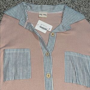 Lovely Melody Pink and Blue Button Down Shirt size small